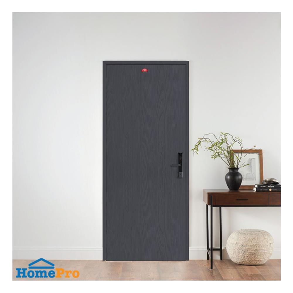 ชุดประตูเหล็ก เจาะลูกบิด PROFESSIONAL DOOR FR1LBK+WD1BK 86.4x203.5 ซม. สีเทาเม็ดทราย (เปิดด้านซ้าย ออกด้านนอก)