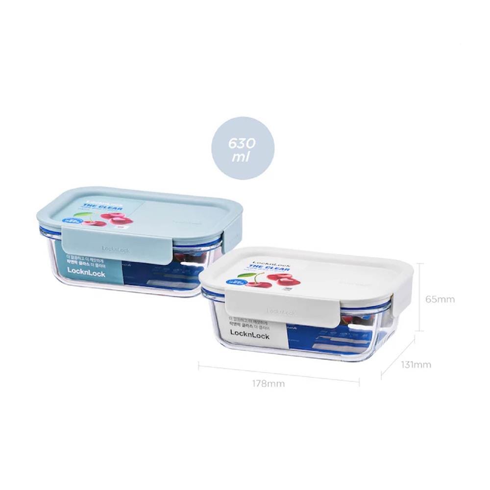 กล่องอาหารแก้ว LOCKNLOCK THE CLEAR LNG422 0.63 ลิตร สีเขียว