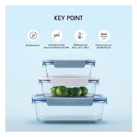 กล่องอาหารแก้ว LOCKNLOCK THE CLEAR LNG422 1 ลิตร สีเขียว_2
