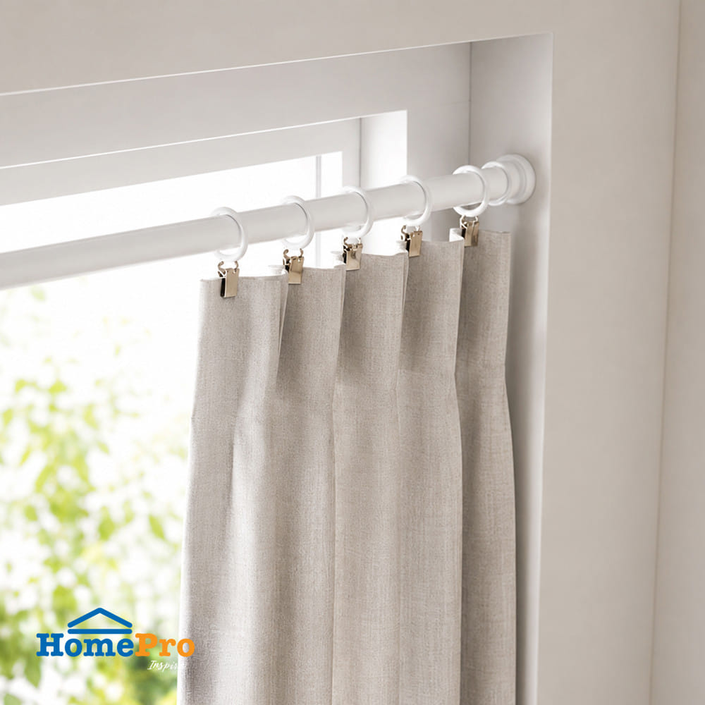 รางเหล็ก ยืดหด HOME LIVING STYLE NON DRILL 110-210 ซม. สีขาว