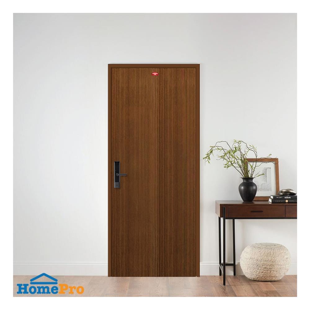 ชุดประตูภายในเหล็ก เจาะลูกบิด PROFESSIONAL DOOR FR2RBW+D238 96.4x203.5 ซม. สีน้ำตาล (เปิดด้านขวา ออกด้านนอก)