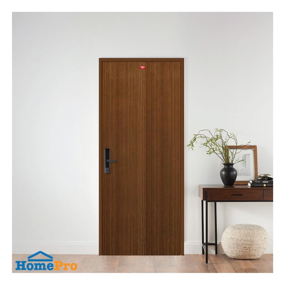 ชุดประตูภายในเหล็ก เจาะลูกบิด PROFESSIONAL DOOR FR1RBW+D138 86.4x203.5 ซม. สีน้ำตาล (เปิดด้านขวา ออกด้านนอก)
