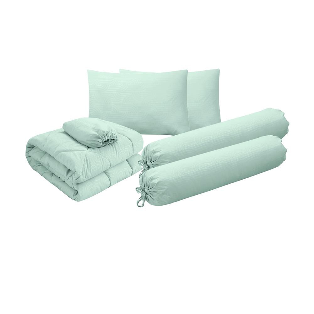 ชุดผ้าปูที่นอน 6 ฟุต (ชุด 6 ชิ้น) HOME LIVING STYLE MULTICURVE สี GREEN