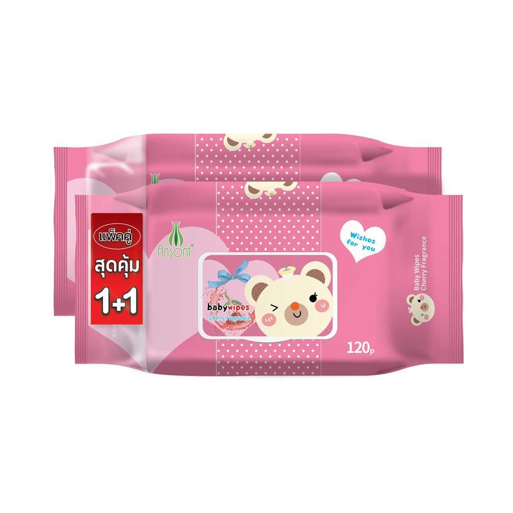 ผ้าเช็ดทำความสะอาด ANSONT BABY CLEAN แพ็ก 1+1 สีชมพู