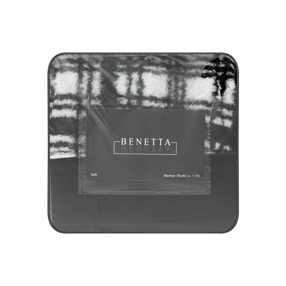 ผ้าห่ม BENETTA GRID 70x90 นิ้ว สี BLACK&WHITE