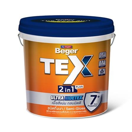 สีน้ำทาภายนอก ชนิดกึ่งเงา BEGER TEX 2IN1 BASE B 9 ลิตร_0