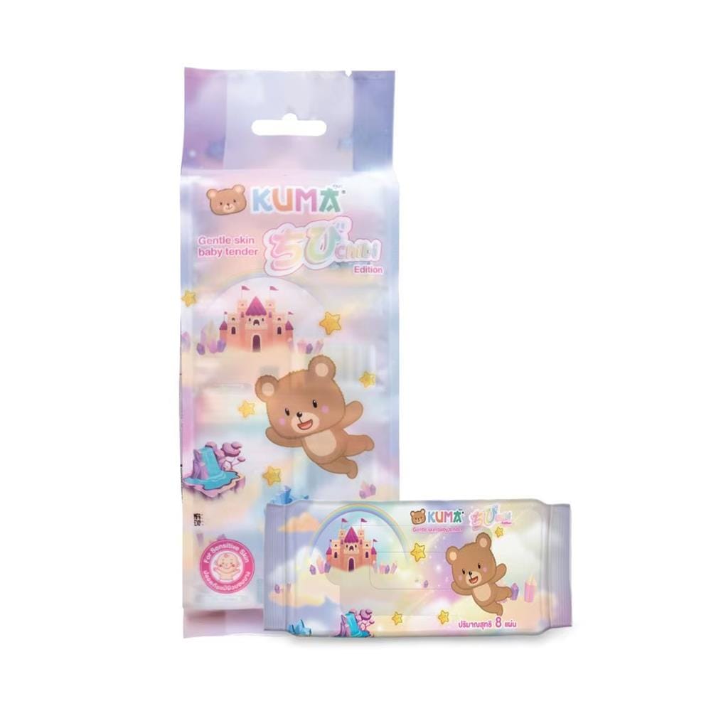 ผ้าเช็ดทำความสะอาด KUMA GENTLE SKIN BABY TENDER CHIBI 8 แผ่น (แพ็ก 4 ชิ้น)