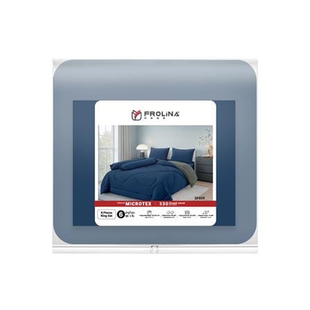 ชุดผ้าปูที่นอน 6 ฟุต (ชุด 6 ชิ้น) FROLINA MICROTEX MIDNIGHT NAVY SF039_4