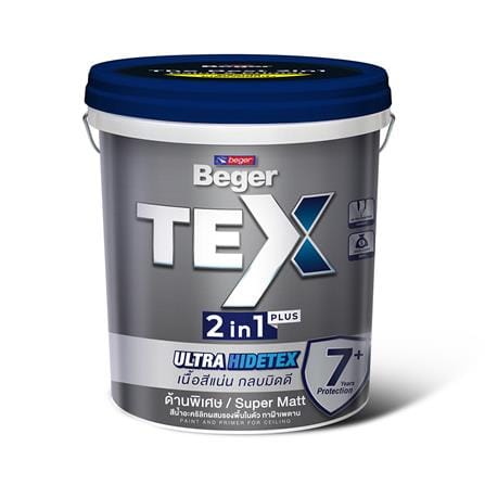 สีน้ำทาฝ้า ชนิดด้าน BEGER TEX 2IN1 999 สีเทา 5 แกลลอน_0