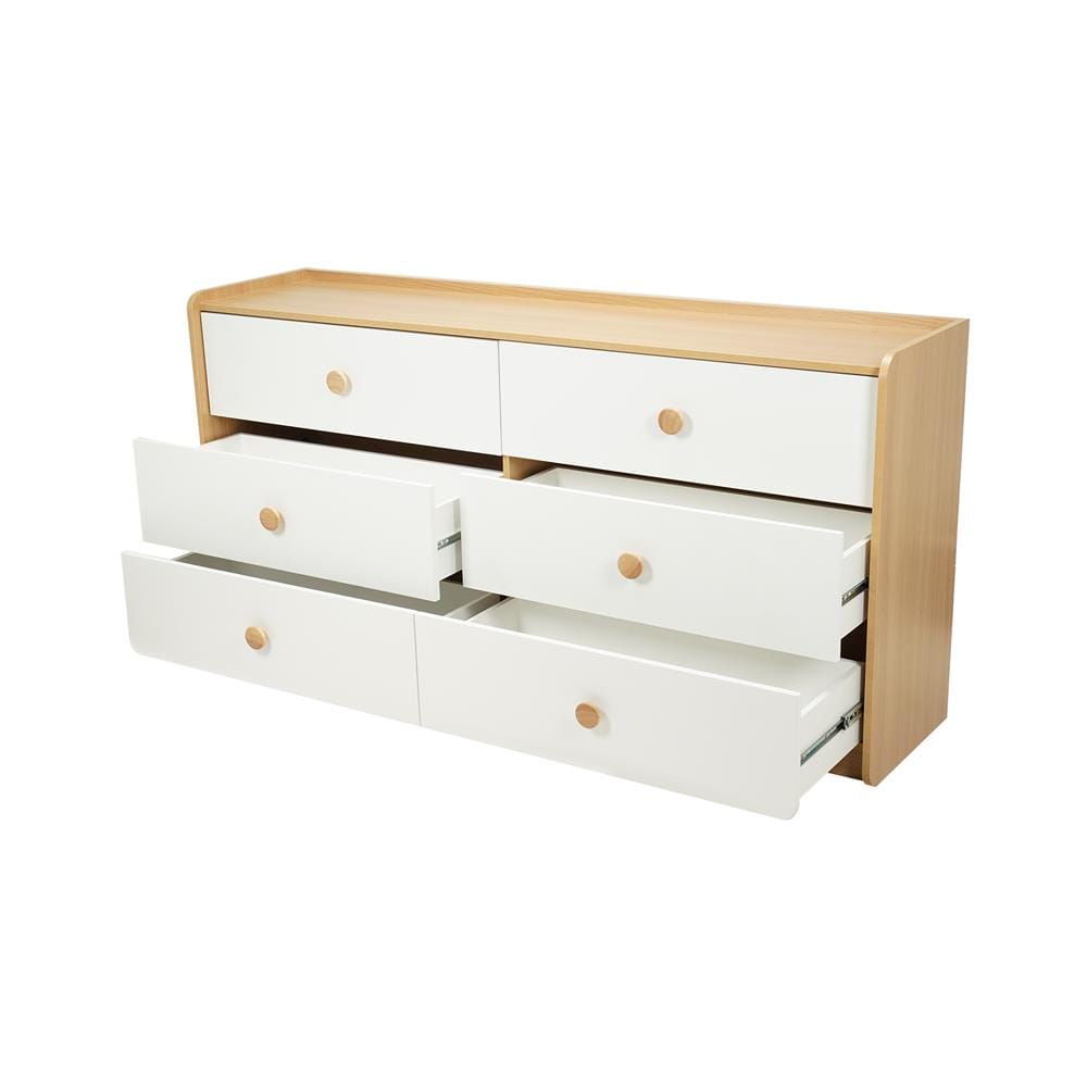 ตู้ลิ้นชัก 6 ลิ้นชัก FURDINI MARU 160 ซม. สี NT OAK/ขาว