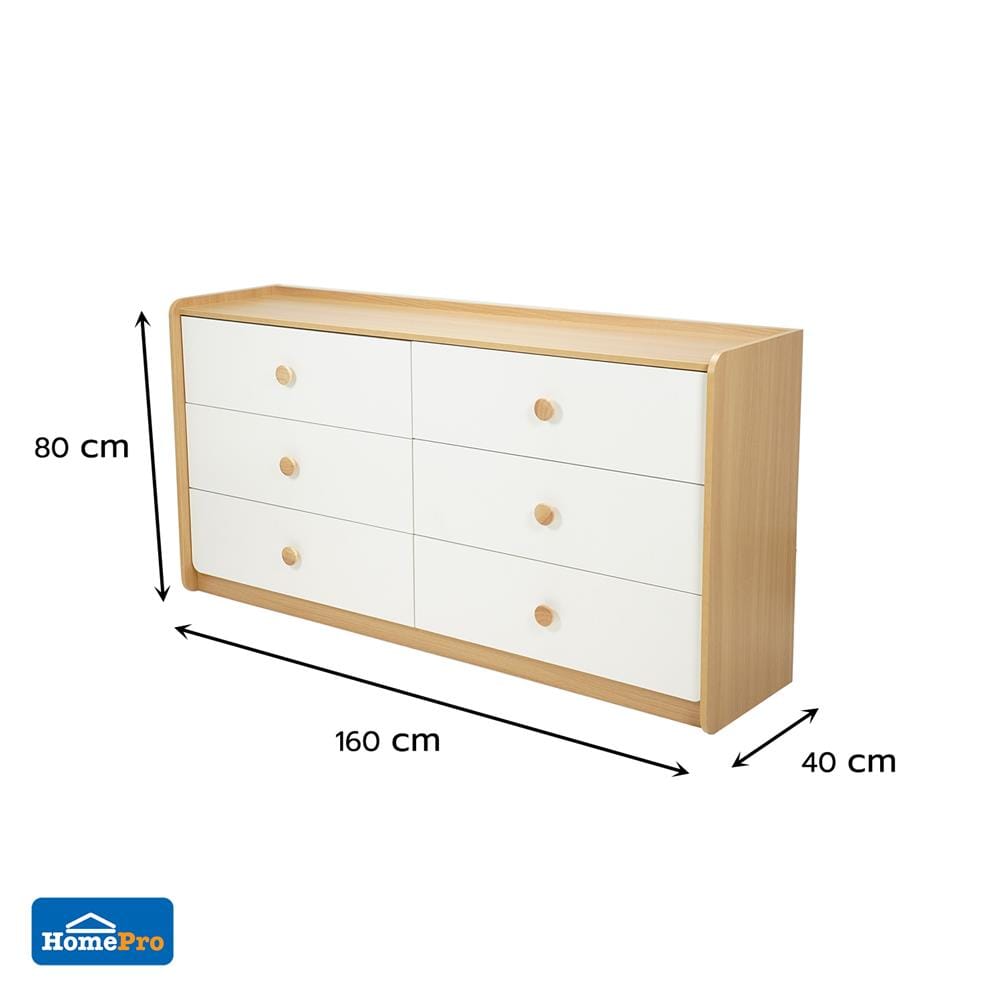 ตู้ลิ้นชัก 6 ลิ้นชัก FURDINI MARU 160 ซม. สี NT OAK/ขาว