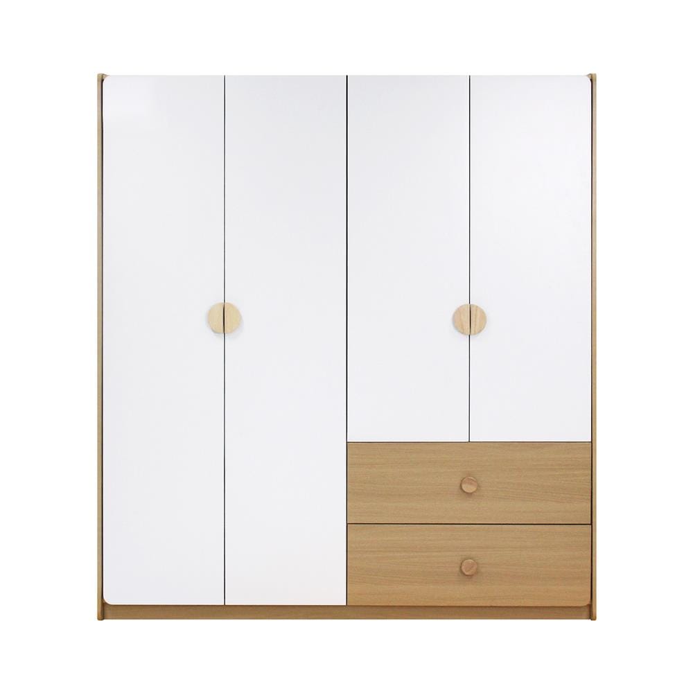 ตู้เสื้อผ้า 4 บานเปิด FURDINI MARU 160 ซม. สี NT OAK/ขาว