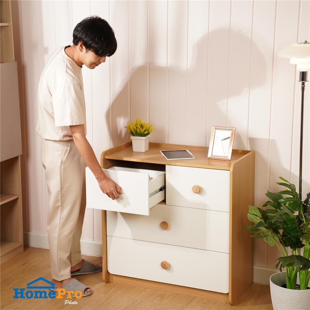 ตู้ลิ้นชัก 4 ลิ้นชัก FURDINI MARU 80 ซม. สี NT OAK/ขาว