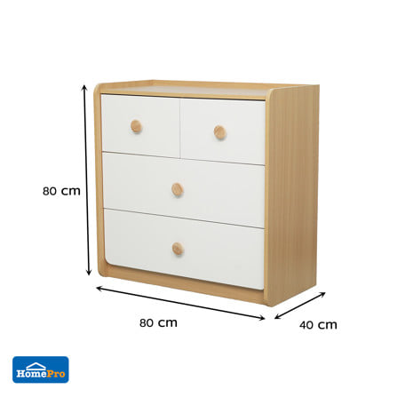 ตู้ลิ้นชัก 4 ลิ้นชัก FURDINI MARU 80 ซม. สี NT OAK/ขาว_7
