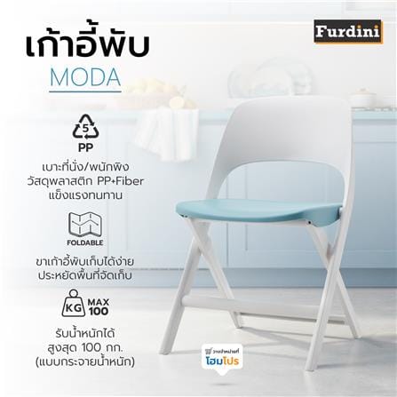 เก้าอี้พับ FURDINI MODA สีฟ้า/ขาว_9