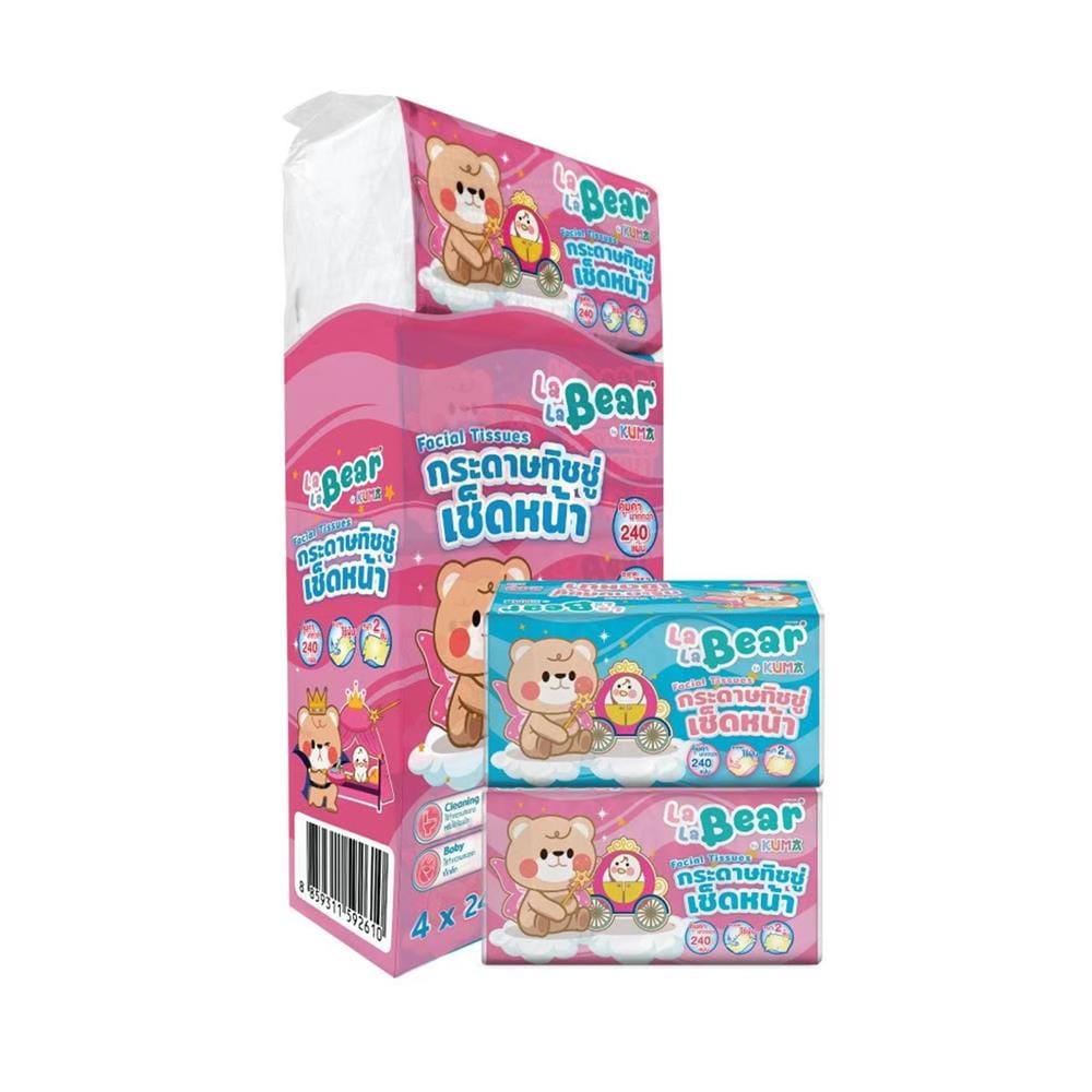 กระดาษเช็ดหน้า KUMA LALABEAR 240 แผ่น (แพ็ก 4 ชิ้น)