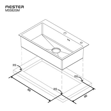 ซิงค์ฝัง 1 หลุม MESTER MSS82GM สีเทาดำ_4
