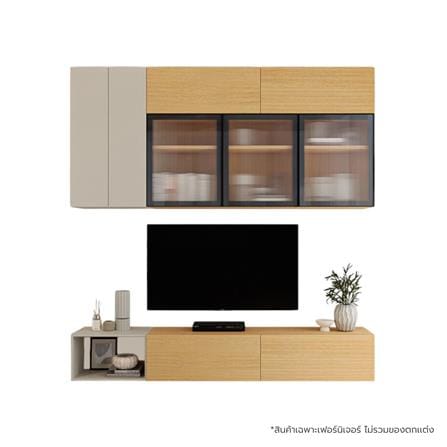 ชุดตู้วางทีวี SB BUILT IN WISEST 19239326 240 ซม. สีเทา/น้ำตาล_0