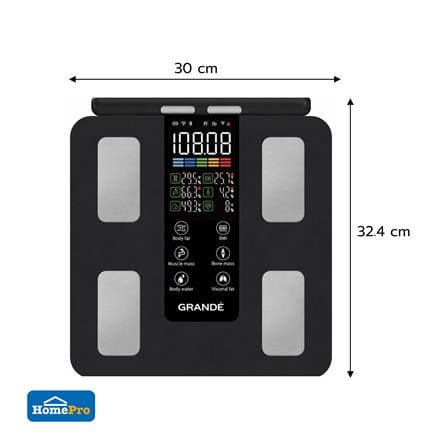 เครื่องชั่งน้ำหนักบลูทูธ GRANDE SM. BODY SCALE CS10G สีดำ_9