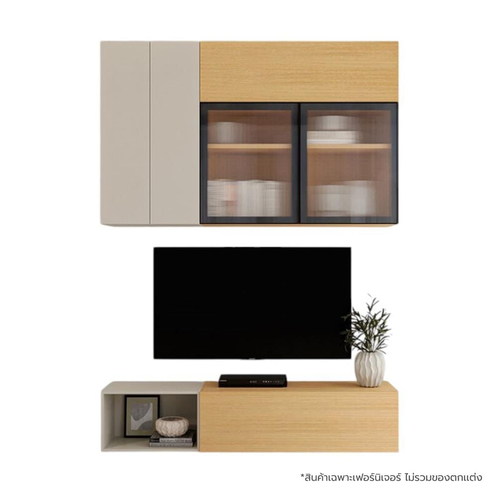 ชุดตู้วางทีวี SB BUILT IN WISEST 19239325 180 ซม. สีเทา/น้ำตาล