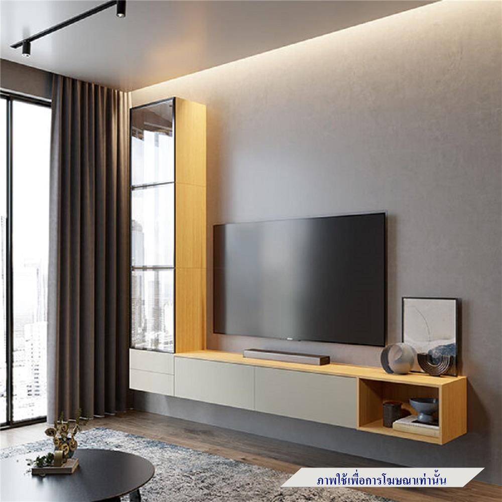 ชุดตู้วางทีวี SB BUILT IN WISEST 19239324 300 ซม. สีเทา/น้ำตาล