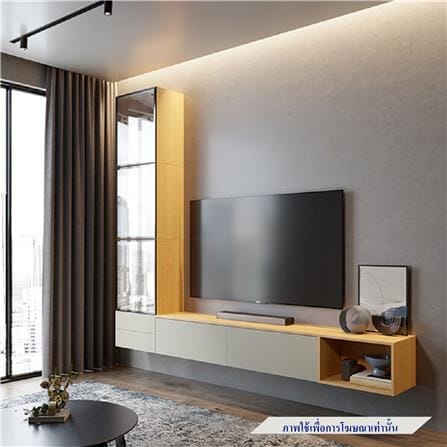 ชุดตู้วางทีวี SB BUILT IN WISEST 19239324 300 ซม. สีเทา/น้ำตาล_2