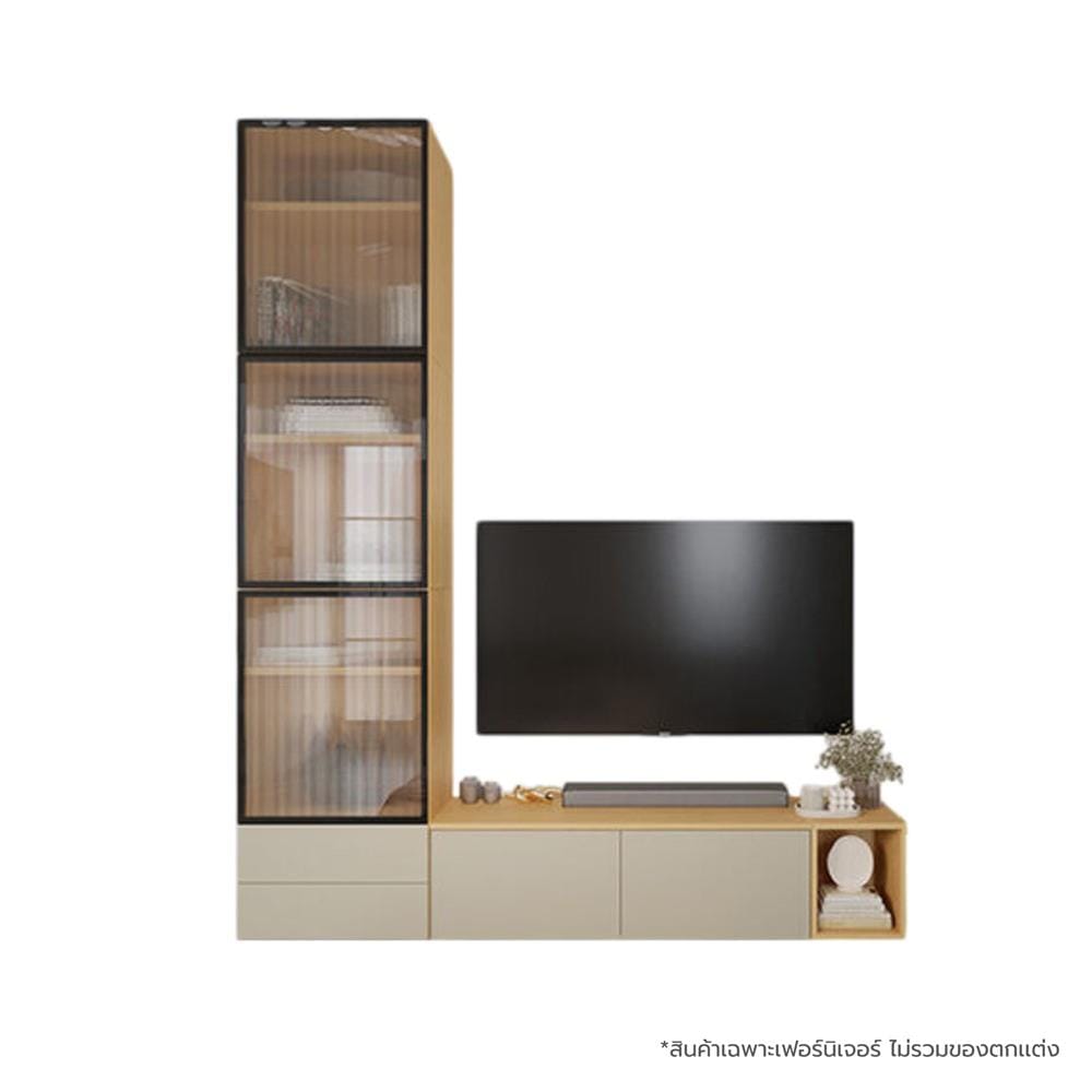 ชุดตู้วางทีวี SB BUILT IN WISEST 19239321 220 ซม. สีเทา/น้ำตาล
