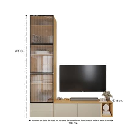ชุดตู้วางทีวี SB BUILT IN WISEST 19239321 220 ซม. สีเทา/น้ำตาล_3