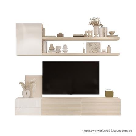ชุดตู้วางทีวี SB BUILT IN WISEST 19238190 240 ซม. สีแคนยอนโอ๊ค/ขาว_0