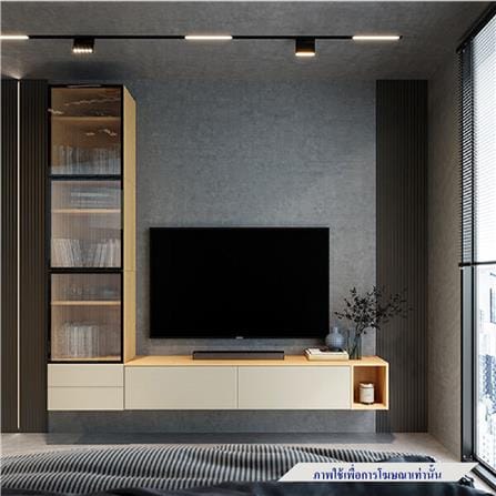 ชุดตู้วางทีวี SB BUILT IN WISEST 19239323 280 ซม. สีเทา/น้ำตาล_1