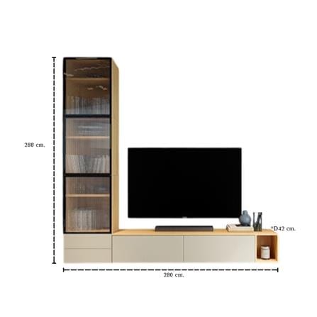 ชุดตู้วางทีวี SB BUILT IN WISEST 19239323 280 ซม. สีเทา/น้ำตาล_3
