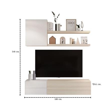 ชุดตู้วางทีวี SB BUILT IN WISEST 19238189 180 ซม. สีแคนยอนโอ๊ค/ขาว_3