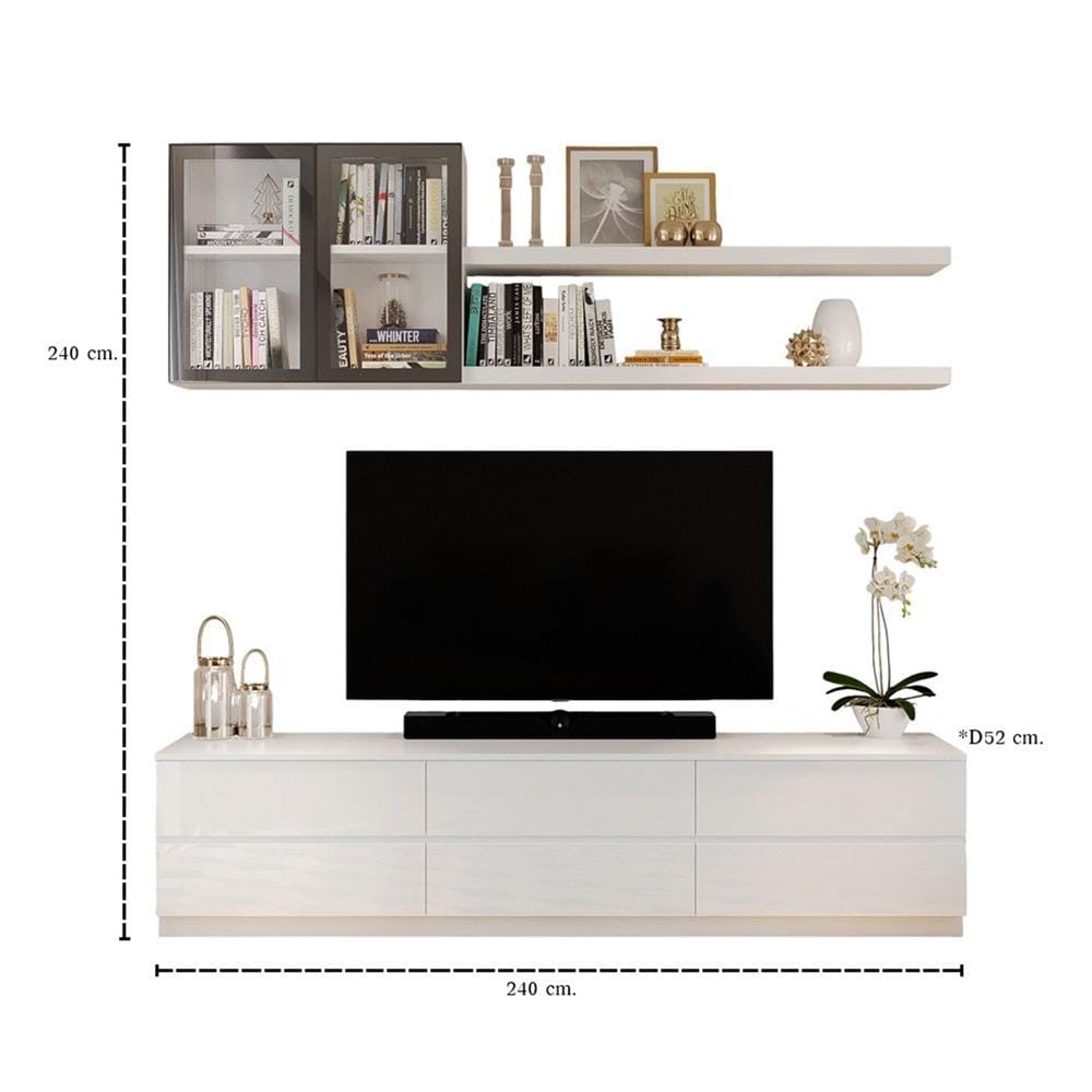 ชุดตู้วางทีวี SB BUILT IN WISEST 19238196 240 ซม. สีขาว