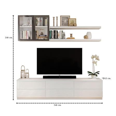 ชุดตู้วางทีวี SB BUILT IN WISEST 19238196 240 ซม. สีขาว_2