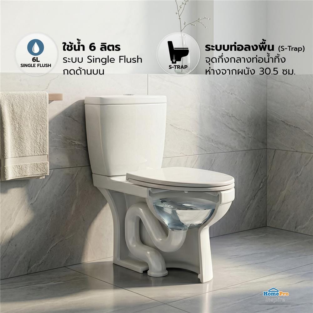 สุขภัณฑ์ 2 ชิ้น MOYA 2806 6 ลิตร สีขาว