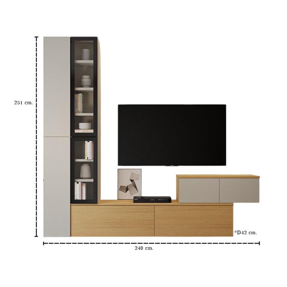 ชุดตู้วางทีวี SB BUILT IN WISEST 19239319 240 ซม. สีเทา/น้ำตาล