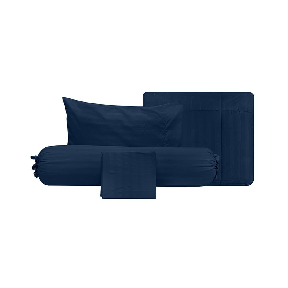 ชุดผ้าปูที่นอน 3.5 ฟุต (ชุด 4 ชิ้น) PICASSO SMILE สี NAVY BLUE