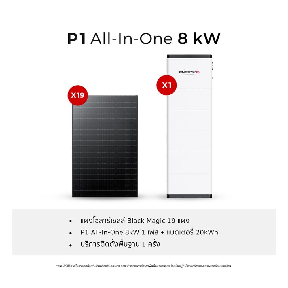 ชุดโซลาร์เซลล์ ระบบครบวงจร ENERGY LIB P1 ALL IN ONE 8 KW 1 เฟส Batt 20