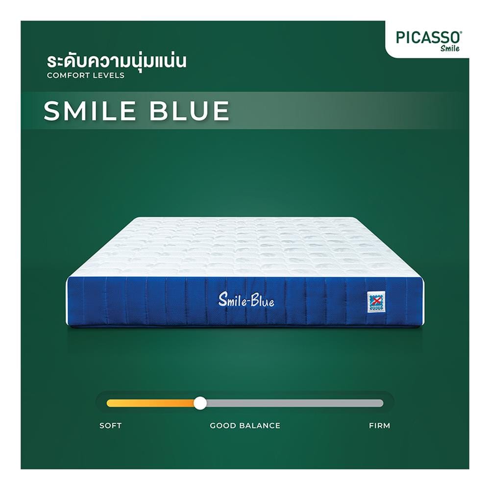 ที่นอนพ็อกเก็ตสปริง 6 ฟุต PICASSO COMFORT รุ่น SMILE BLUE