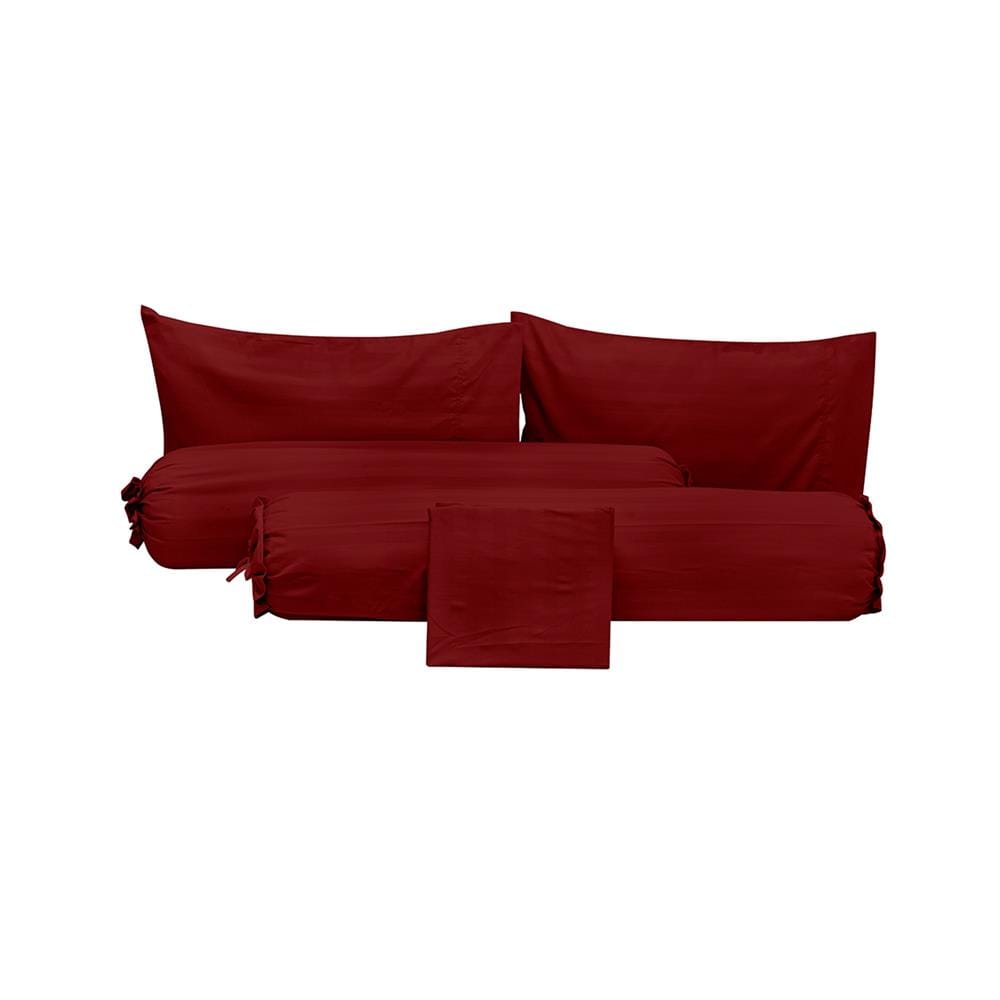 ชุดผ้าปูที่นอน 5 ฟุต (ชุด 5 ชิ้น) PICASSO SMILE สี BURGUNDY