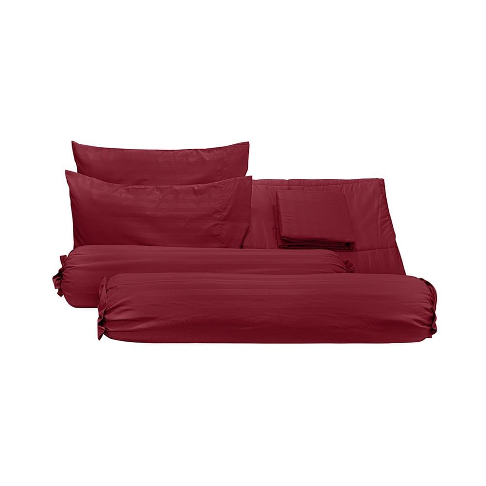 ชุดผ้าปูที่นอน 6 ฟุต (ชุด 6 ชิ้น) PICASSO SMILE สี BURGUNDY