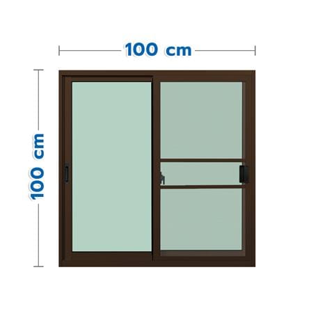 หน้าต่างบานเลื่อน อะลูมิเนียม S-S มุ้ง KPA ECO 100x100 ซม. สีชา_0