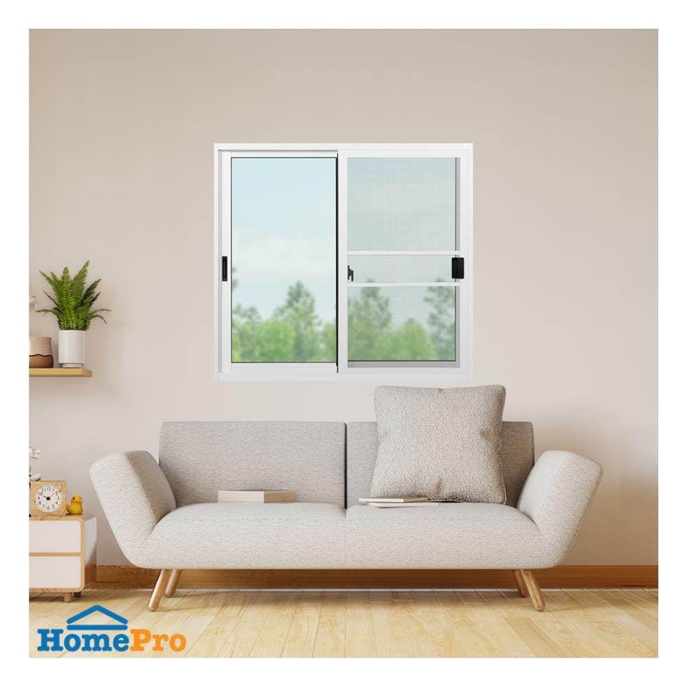 หน้าต่างบานเลื่อน อะลูมิเนียม S-S มุ้ง KPA ECO 120x110 ซม. สีขาว