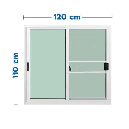 หน้าต่างบานเลื่อน อะลูมิเนียม S-S มุ้ง KPA ECO 120x110 ซม. สีขาว_0