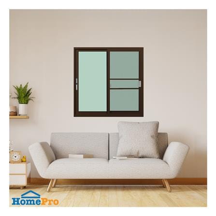 หน้าต่างบานเลื่อน อะลูมิเนียม S-S มุ้ง KPA 100x100 ซม. สีชา_1