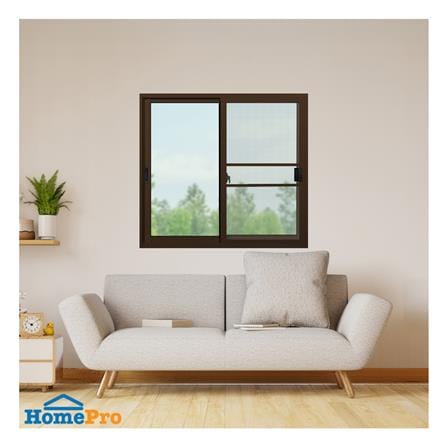 หน้าต่างบานเลื่อน อะลูมิเนียม S-S มุ้ง KPA ECO 120x110 ซม. สีชา_1