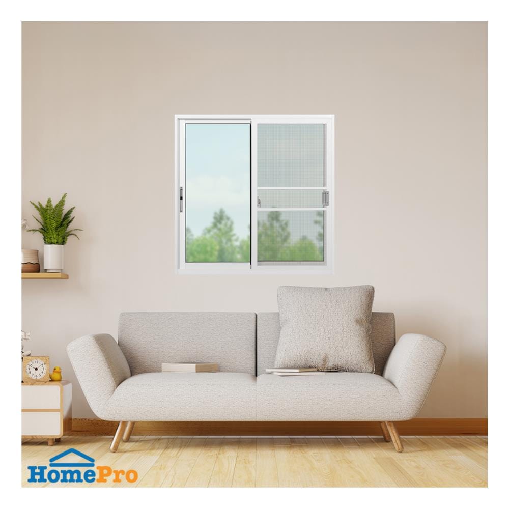 หน้าต่างบานเลื่อน อะลูมิเนียม S-S มุ้ง KPA 100x100 ซม. สีขาว