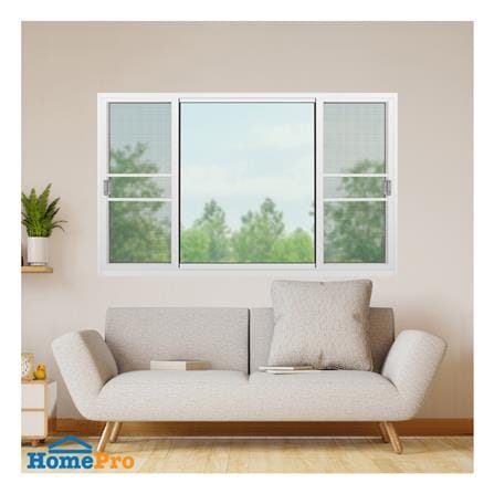 หน้าต่างบานเลื่อน อะลูมิเนียม S-F-S มุ้ง KPA 180x110 ซม. สีขาว_1