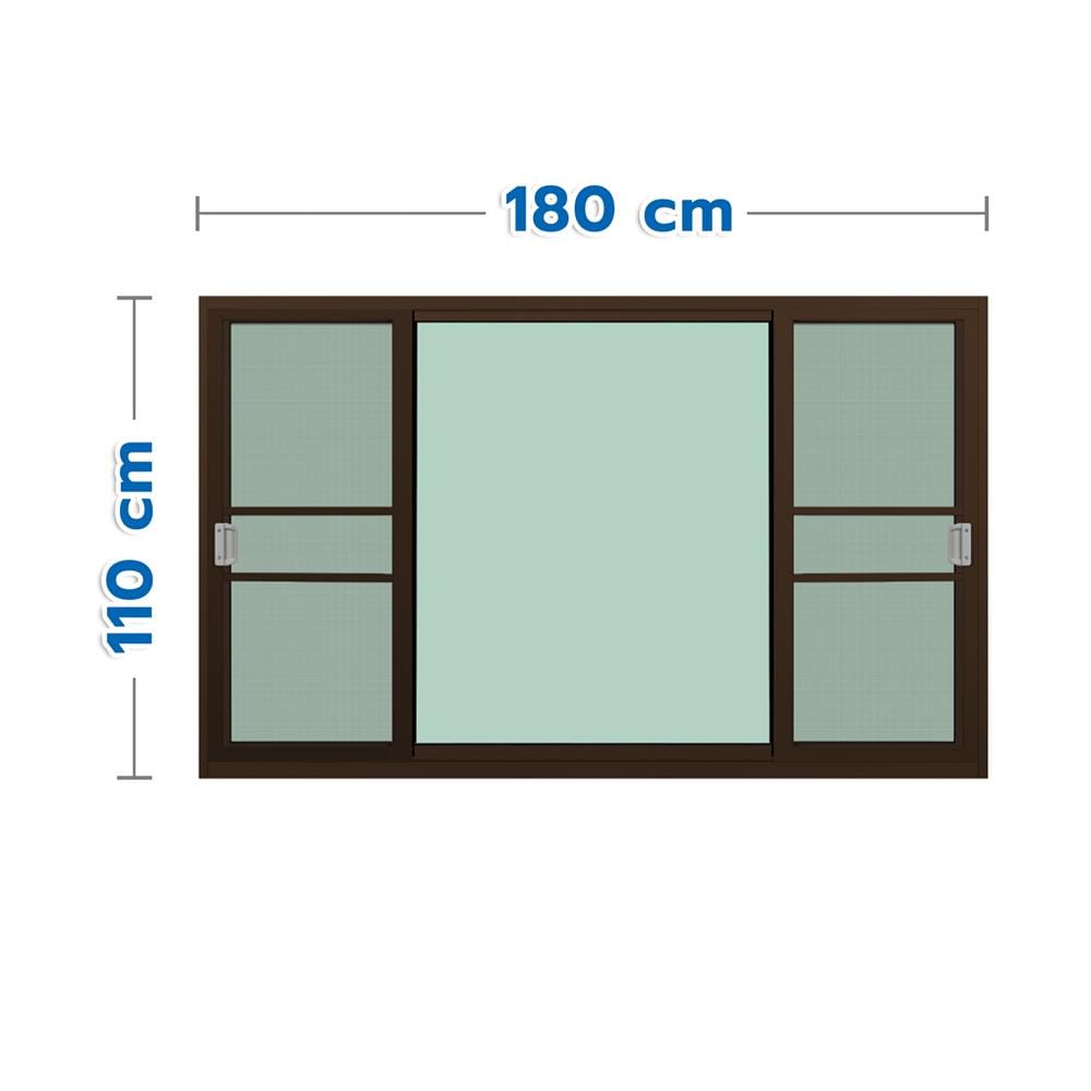 หน้าต่างบานเลื่อน อะลูมิเนียม S-F-S มุ้ง KPA 180x110 ซม. สีชา