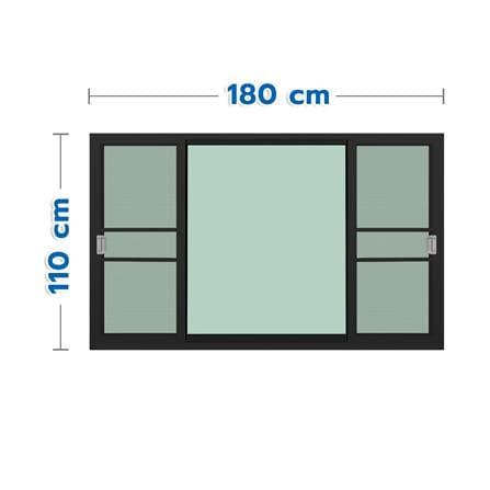 หน้าต่างบานเลื่อน อะลูมิเนียม S-F-S มุ้ง KPA 180x110 ซม. สีดำ_0